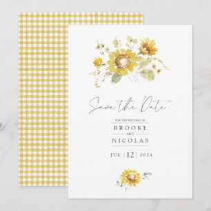 Yellow Sunflower Watercolor Wedding Invitation
