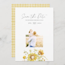 Yellow Sunflower Watercolor Wedding Photo