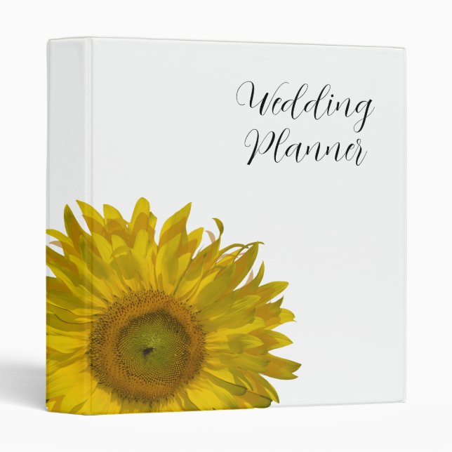 Yellow Sunflower Wedding 3 Ring Binder (Front/Spine)