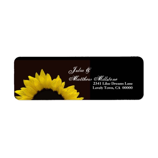 Yellow Sunflower Wedding Address Label (Front)
