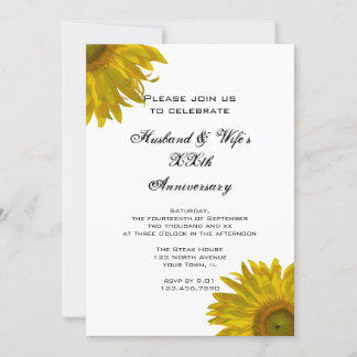 Yellow Sunflower Wedding Anniversary Party Invitation