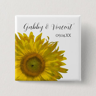 Yellow Sunflower Wedding Button