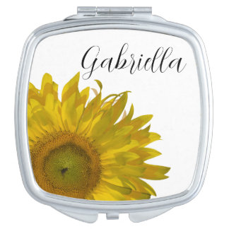 Yellow Sunflower Wedding Compact Mirror