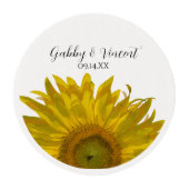 Yellow Sunflower Wedding Edible Frosting Rounds (Front)