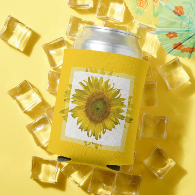 Yellow Sunflower Wedding Favor Can Cooler (In Situ Summer)