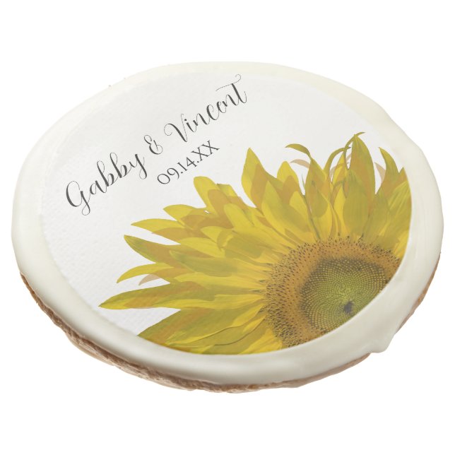 Yellow Sunflower Wedding Favor Sugar Cookie (Angled)