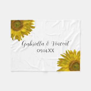 Yellow Sunflower Wedding Fleece Blanket