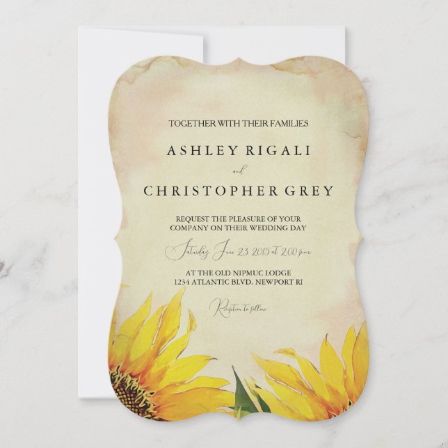 Yellow Sunflower Wedding Invitation (Front)