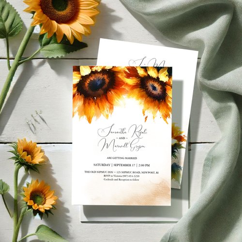 Yellow Sunflower Wedding Invitation