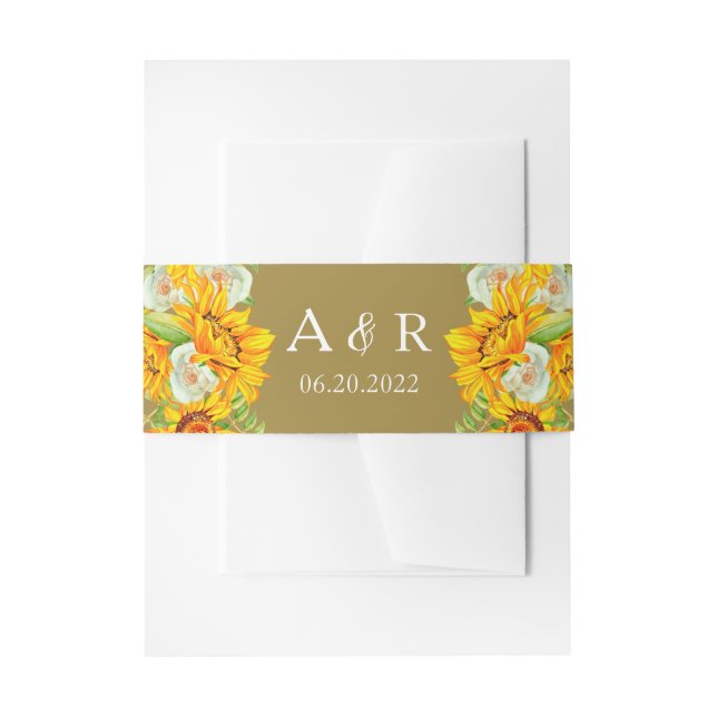 Yellow Sunflower Wedding  Invitation Belly Band (Front Example)
