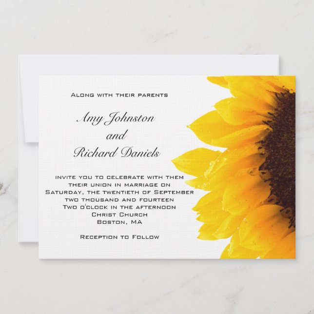 Yellow Sunflower Wedding Invitation | Black Yellow (Front)