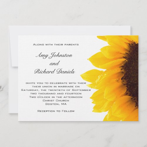 Yellow Sunflower Wedding Invitation | Black Yellow