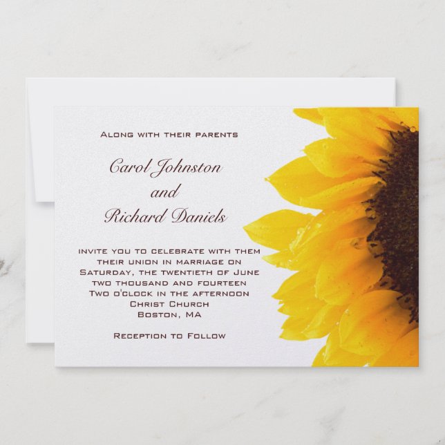 Yellow Sunflower Wedding Invitations (Front)