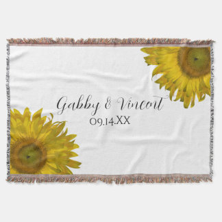 Yellow Sunflower Wedding Keepsake Throw Blanket