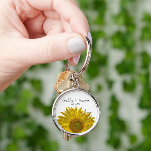 Yellow Sunflower Wedding Keychain (Hand)