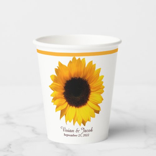 Yellow Sunflower Wedding Paper Cups