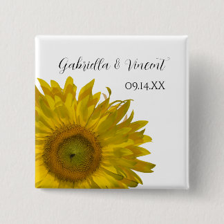 Yellow Sunflower Wedding Pinback Button