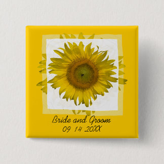 Yellow Sunflower Wedding Pinback Button