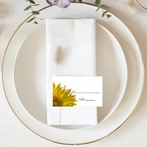 Customizable Yellow Sunflower Wedding Place Card Business Cards