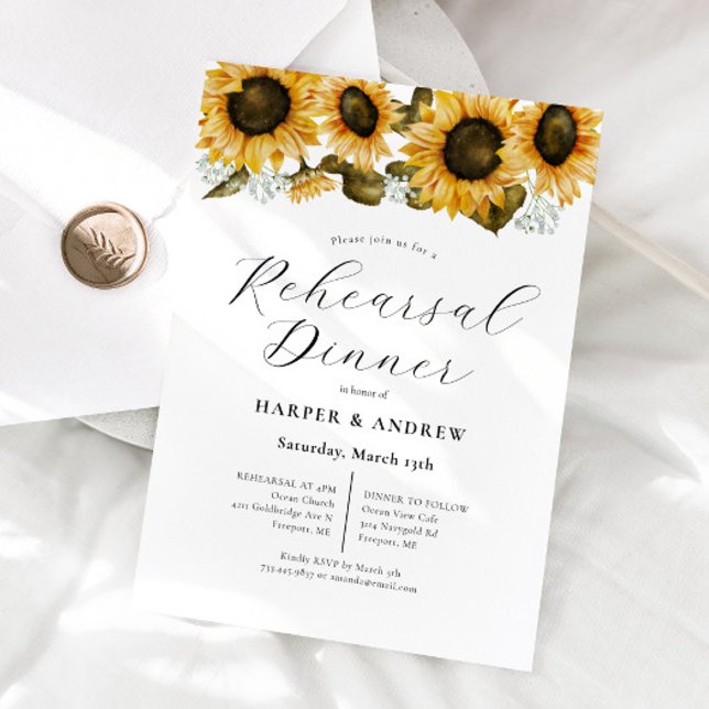Yellow Sunflower Wedding Rehearsal Dinner Invitation (Creator Uploaded)