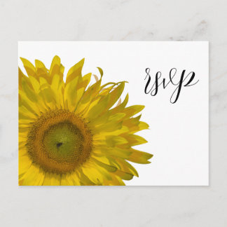 Yellow Sunflower Wedding RSVP Response Invitation Postcard