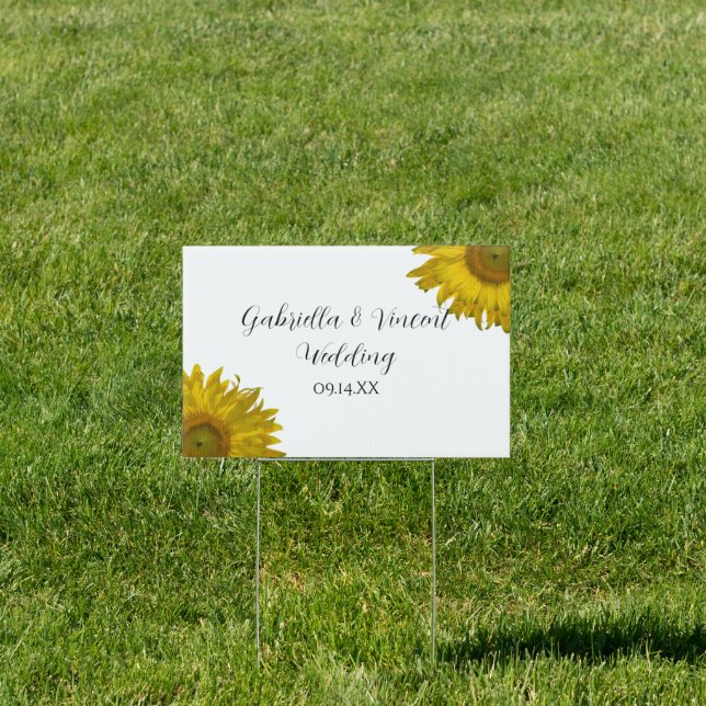Yellow Sunflower Wedding Sign (Insitu)