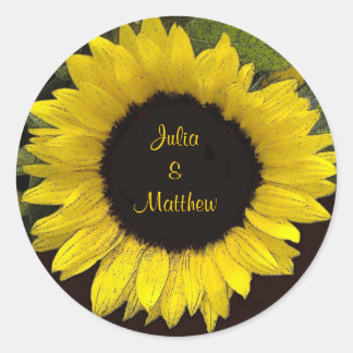 Yellow Sunflower Wedding Sticker