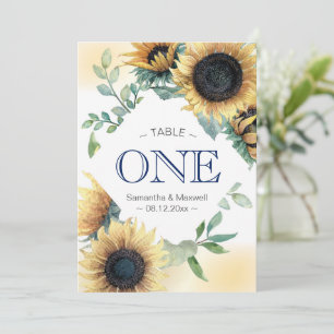 Yellow Sunflower Wedding Table Numbers