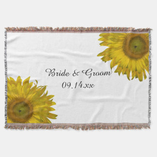 Yellow Sunflower Wedding Throw Blanket