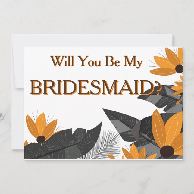 Yellow Sunflower Will You Be My Bridesmaid Invitat Invitation (Front)