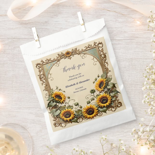 Yellow sunflower with art frame wedding  favor bag (Clipped)