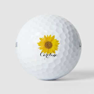 Yellow Sunflower with Custom Name Golf Balls