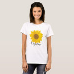 Yellow Sunflower with Custom Name T-Shirt