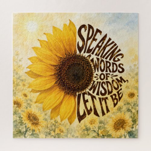 Yellow Sunflower with Inspirational Quote Jigsaw Puzzle