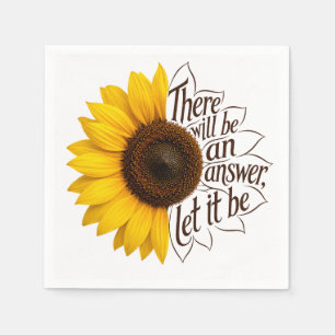 Yellow Sunflower With Inspirational Quote Napkins