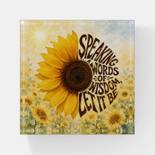 Yellow Sunflower with Inspirational Quote Paperweight