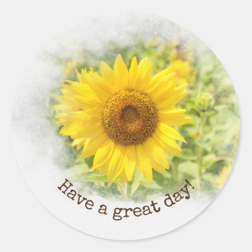 Yellow Sunflower with Quote Classic Round Sticker