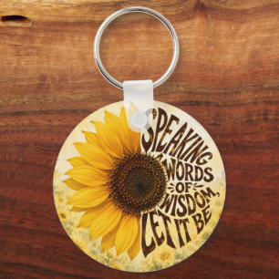 Yellow Sunflower with Uplifting Quote Keychain