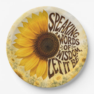 Yellow Sunflower with Uplifting Quote Paper Plates