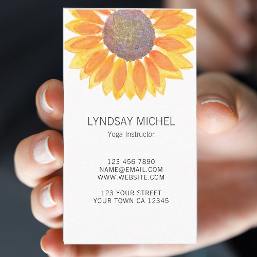 Yellow Sunflower Yoga Instructor Business Card