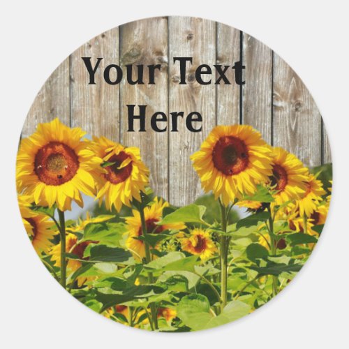 Yellow Sunflower Your Text Round Sticker Glossy Classic Round Sticker