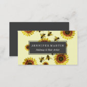 Yellow Sunflowers and Honey Bees Summer Pattern Business Card (Front/Back)