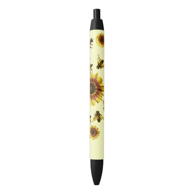 Yellow Sunflowers and Honey Bees Summer Pattern Pen (Front Vertical)