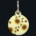 Yellow Sunflowers and Honey Bees Summer Pattern Pet ID Tag<br><div class="desc">This summery and cute summer sunflowers and honey bees pattern on pale yellow is perfect for the trendy and stylish woman. Its playful and cool design is great for many gifts and occasions; for yourself,  your friends,  or your family. Enjoy this bright and charming pattern for your next purchase!</div>