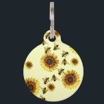 Yellow Sunflowers and Honey Bees Summer Pattern Pet ID Tag<br><div class="desc">This summery and cute summer sunflowers and honey bees pattern on pale yellow is perfect for the trendy and stylish woman. Its playful and cool design is great for many gifts and occasions; for yourself,  your friends,  or your family. Enjoy this bright and charming pattern for your next purchase!</div>