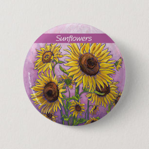 Yellow Sunflowers Art Button