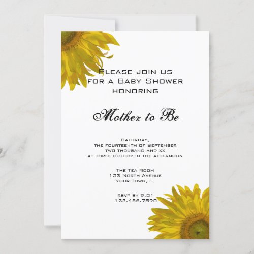 Yellow Sunflower Baby Shower Invitation
