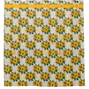 Yellow Sunflowers Bathroom Yellow Brown Shower Cur Curtain