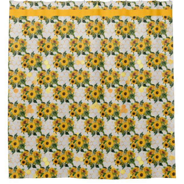 Yellow Sunflowers Bathroom Yellow Brown Shower Cur Shower Curtain (Front)