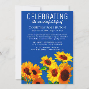 Yellow Sunflowers & Blue Skies Celebration of Life Invitation